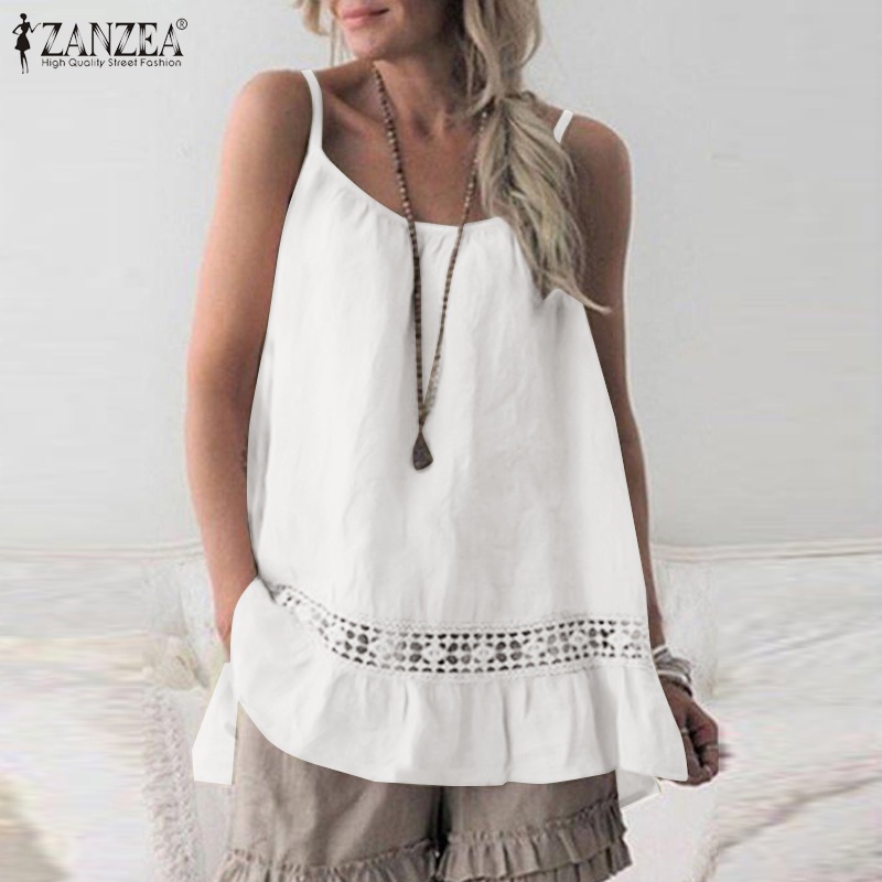 Zanzea Áo Nữ Không Tay Phối Ren Phong Cách Châu Âu Thời Trang