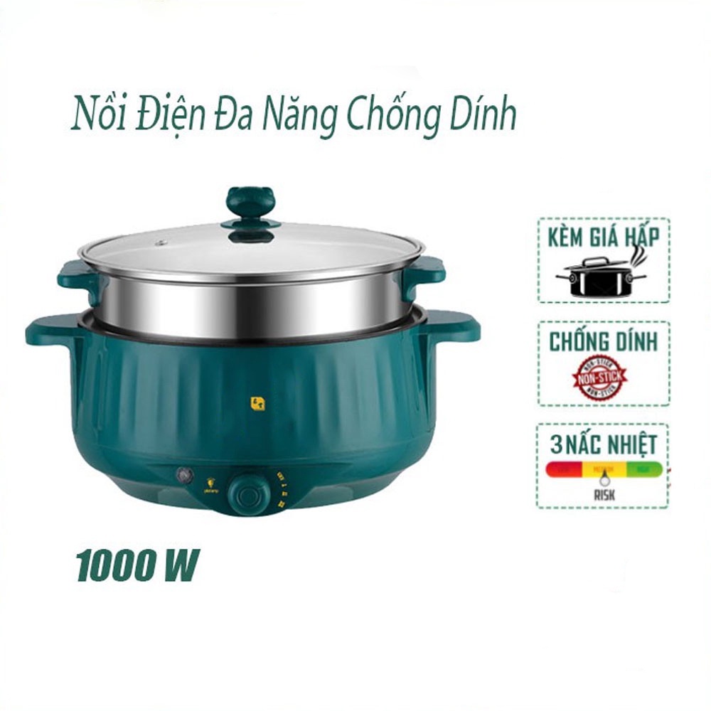 Nồi lẩu mini cắm điện đa năng chống dính cao cấp SHANBAN 26cm