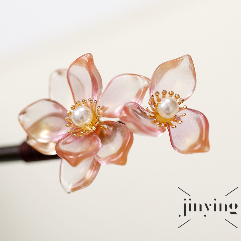 GETNOIVAS Trâm cài tóc gỗ đính hoa pha lê thủ công phong cách Retro Hán Phục cho nữ