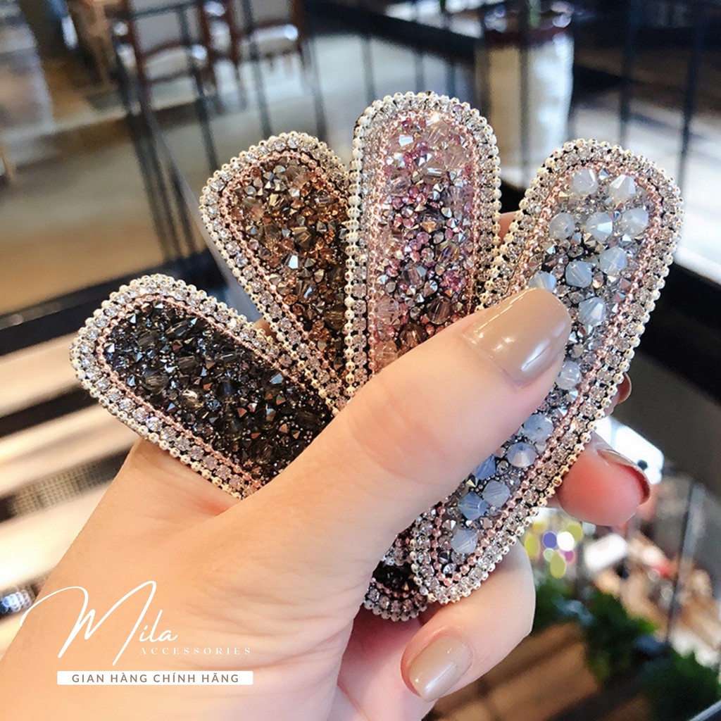 Kẹp tóc mái nữ đính đá hàn quốc MILA KT110 ❤️ HOT TREND ❤️ chất liệu đá màu cao cấp Mila Accessories