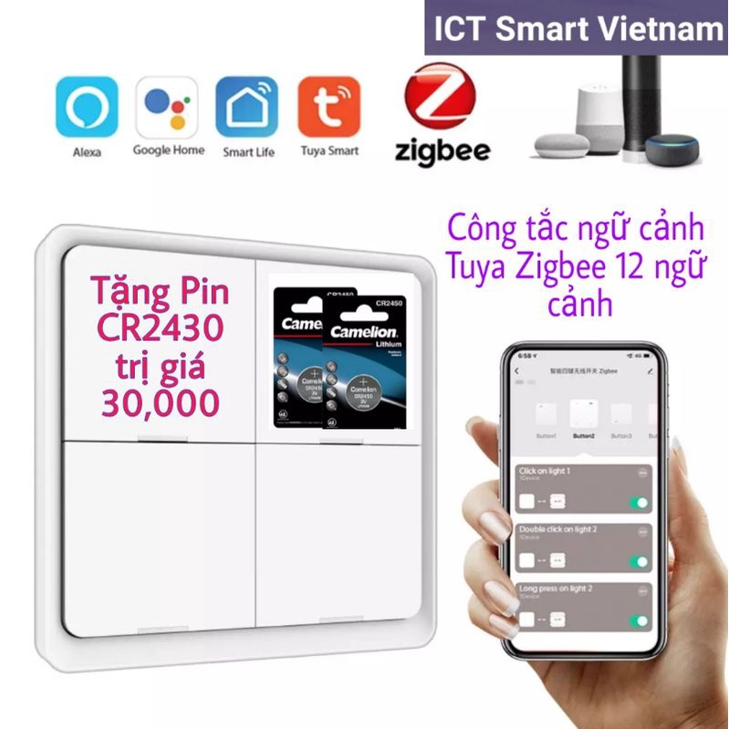 ( Zigbee Tuya) Công tắc ngữ cảnh Zigbee Tuya, tạo 3 6 9 12 ngữ cảnh thông minh