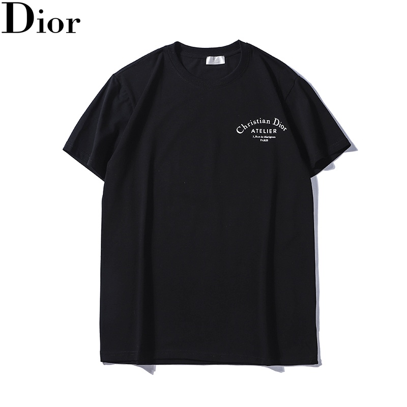 Áo thun cotton tay ngắn in logo Dior phong cách cổ điển thời trang xuân hè cho cặp đôi