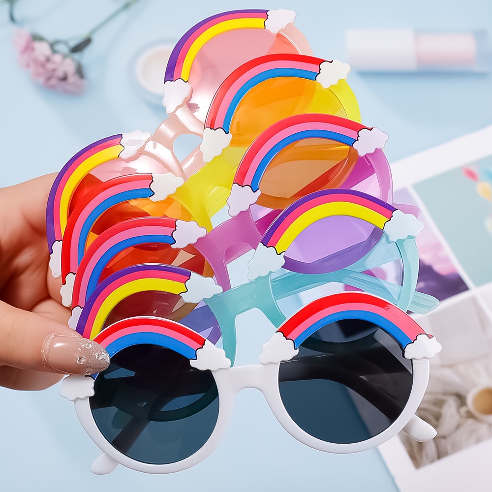 Kính Mát Cầu Vồng Dễ Thương Thời Trang Cho Bé Chơi Ở Ngoài Bãi Biển / Đạo Cụ Chụp Ảnh