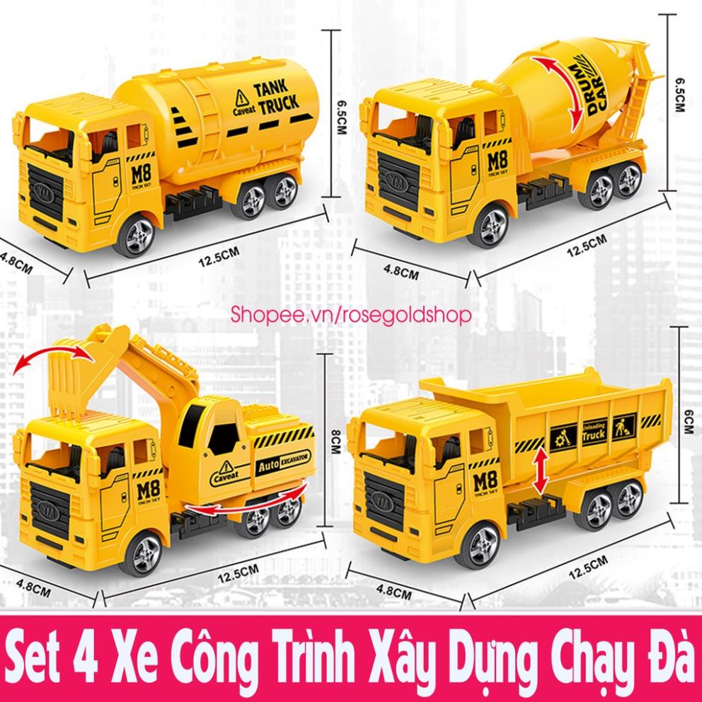 Set 4 Xe Công Trình Xây Dựng Chạy Đà Cực Đẹp [THANH MAI SHOP]