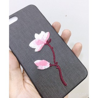 IPHONE 7PLUS/ 8PLUS ỐP VẢI THÊU HÌNH BÔNG HOA CỰC ĐẸP
