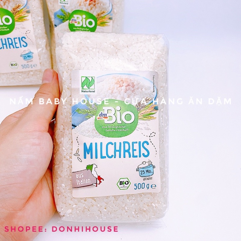 Date 12/2024 - Gạo sữa hữu cơ Dm Bio Milchreis Đức / Ener Bio cho bé ăn dặm 500g
