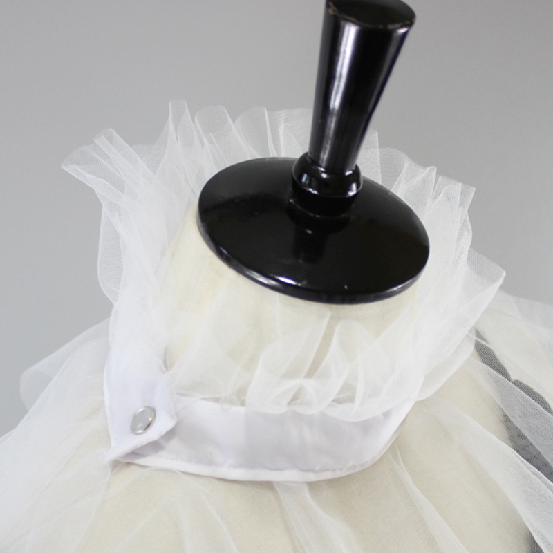 Khăn Choàng Cổ Đứng Vải Tuyn Đính Nút Giả Lưới Victorian Cho Nữ