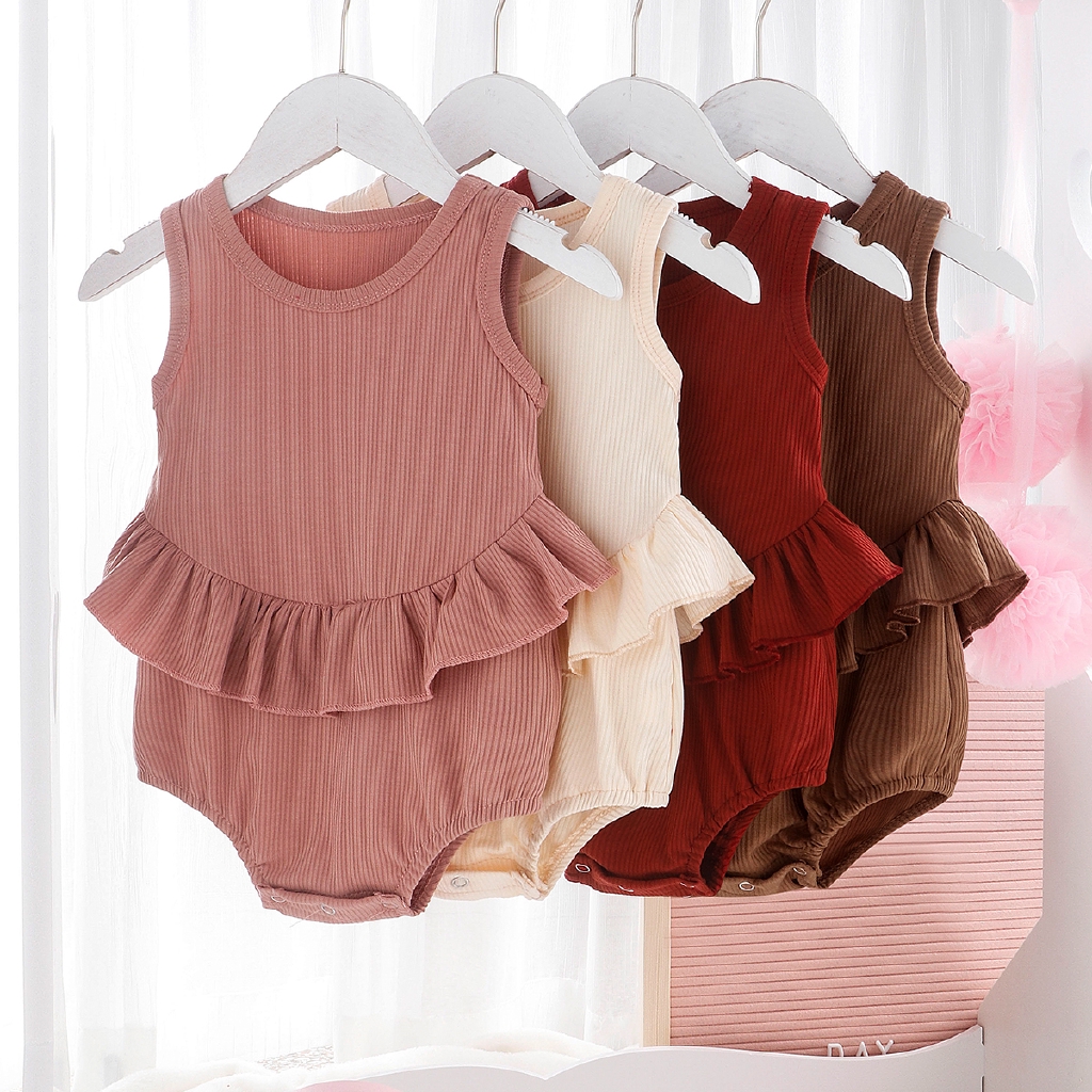 Áo liền quần không tay chất cotton cho bé gái