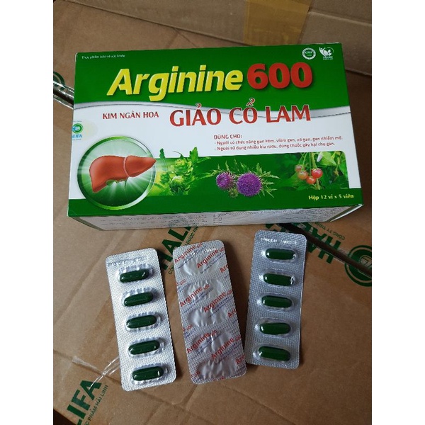 Viên uống giải độc gan ARGININE 600 GIẢO CỔ LAM - Arginin 600 giúp hạ men gan ,tăng cường chức năng gan