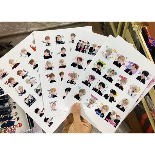 Ảnh sticker BTS dán combo 5 bảng ( mỗi bảng 16 ảnh)