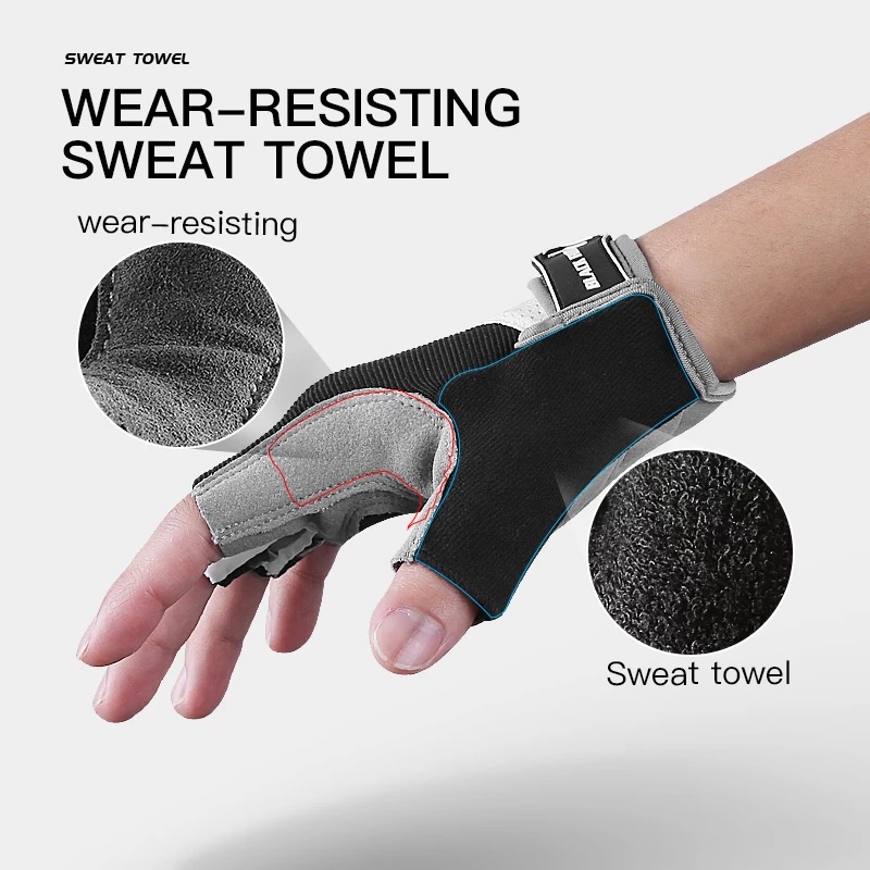 Găng Tay Cụt Ngón Da Lộn Cao Cấp, Đệm Gel Siêu Êm, Siêu Bền - Chạy Xe Máy, Xe Đạp, Tập Gym