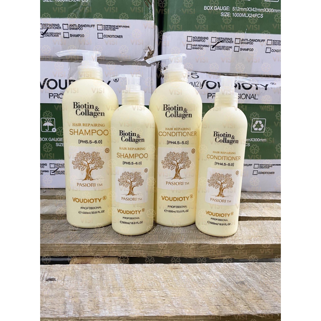Dầu Gội Xả Biotin Collagen Phục Hồi Tóc Hư Tổn 1000ML