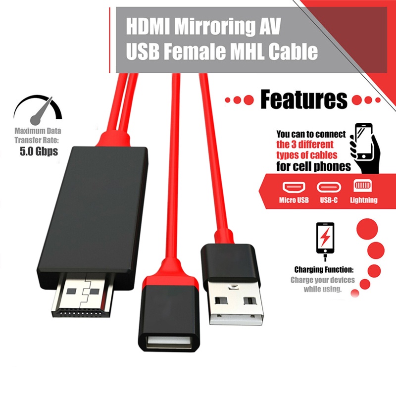 Cáp chuyển đổi HDMI 1080P AV HD TV dài 1m thích hợp cho iPhone ipad/ android