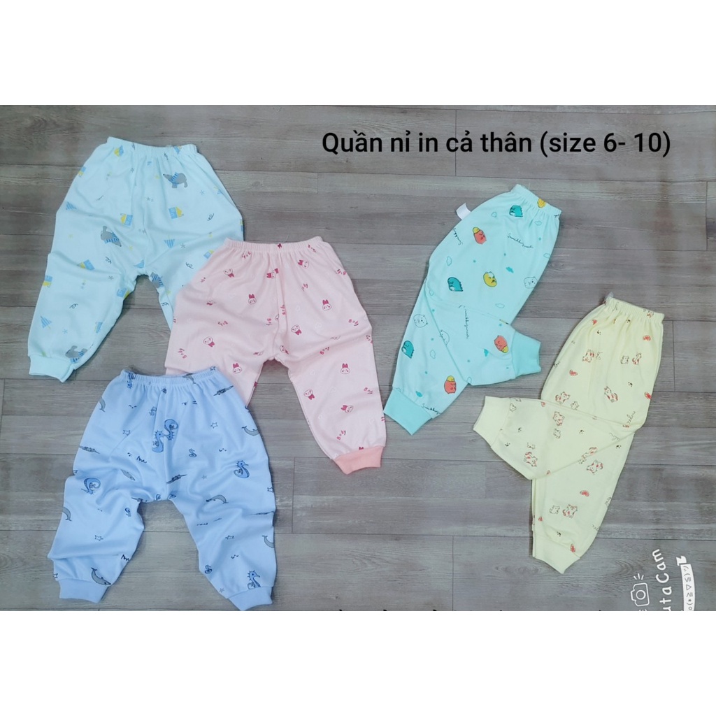 Quần Dài Họa Tiết- 10 Chiếc quần chục dài thu đông cho trẻ sơ sinh- Quần chục mềm mịn- co giãn đẹp