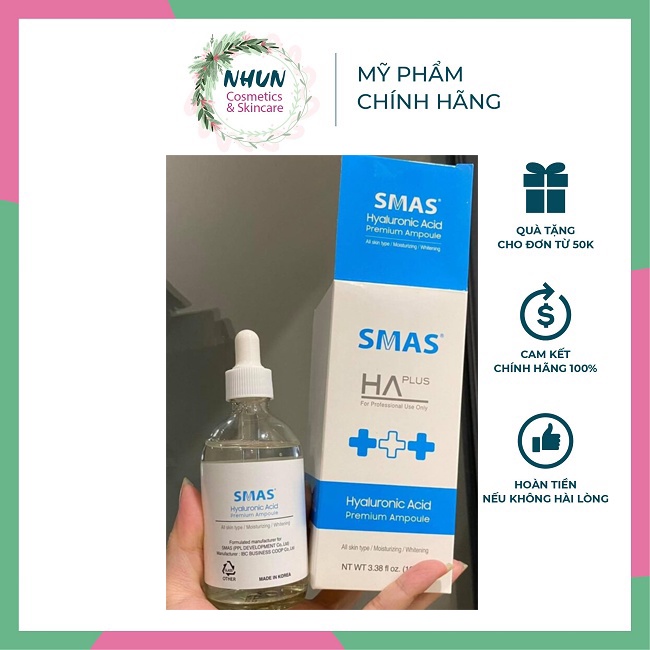 Serum HA Plus SMAS Hyaluronic Acid Premium Ampoule 100ml, Serum cấp ẩm và làm sáng da