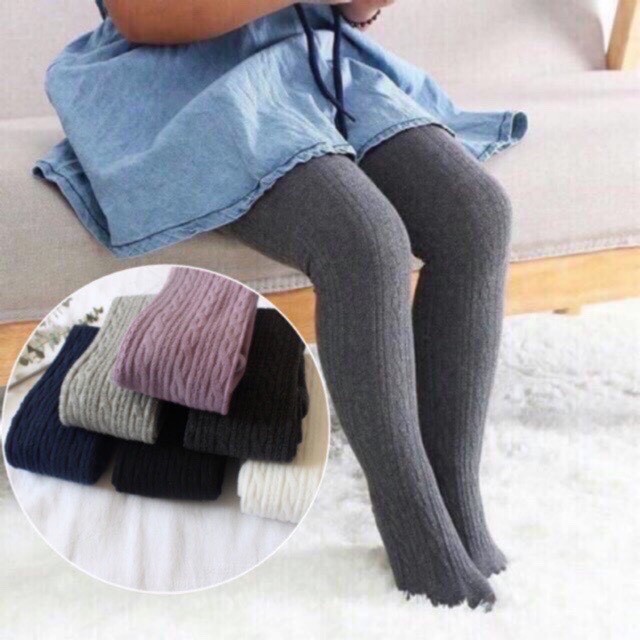 Quần tất len tăm liền bàn cho bé gái, legging len ấm, quần tất mặc váy xinh xắn dễ thương