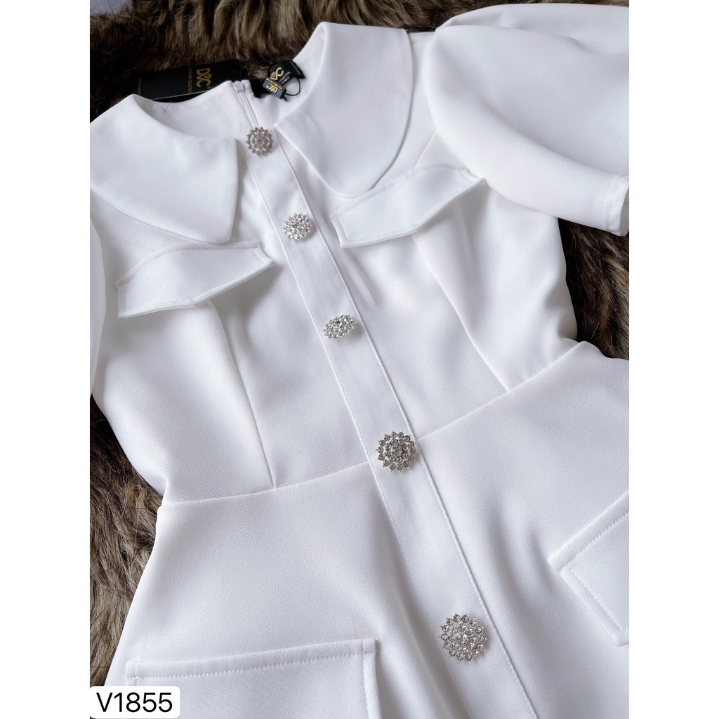 Váy trắng xòe thiết kế V1855 - Đẹp Shop DVC (Kèm ảnh thật trải sàn do shop tự chụp)