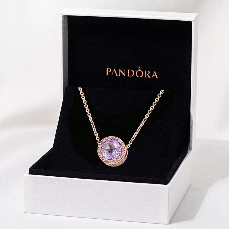 Vòng cổ Pandora Mạ Vàng Hồng 18K Đính Đá Zircon Thời Trang