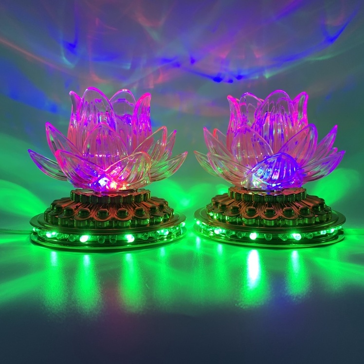 ĐÀI HOA SEN ĐÈN LED SIÊU SÁNG ĐỂ BÀN QUAN ÂM, BÀN PHẬT