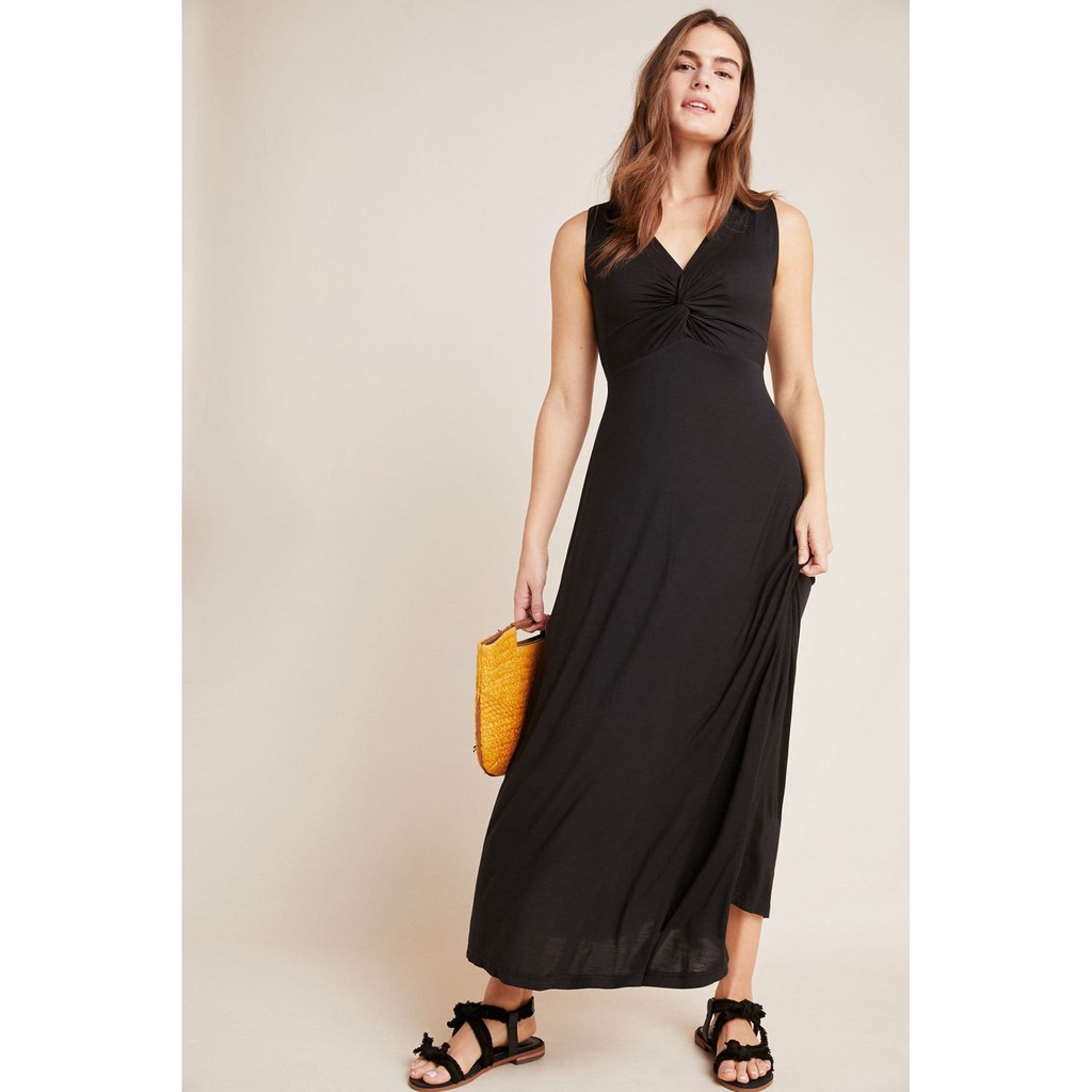 (SIZE 0US.2US.4US.6US) ĐẦM MAXI THUN 2 LỚP XOẮN EO MAEVE CHÍNH HÃNG - CAMILLA MAXI DRESS (ĐEN) (D140TBU)