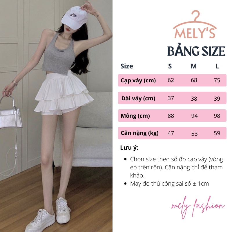 Chân váy xếp ly ngắn xòe 2 tầng cạp cao chất lụa Thái cao cấp trẻ trung năng động vô cùng tôn dáng Mely Fashion CV16