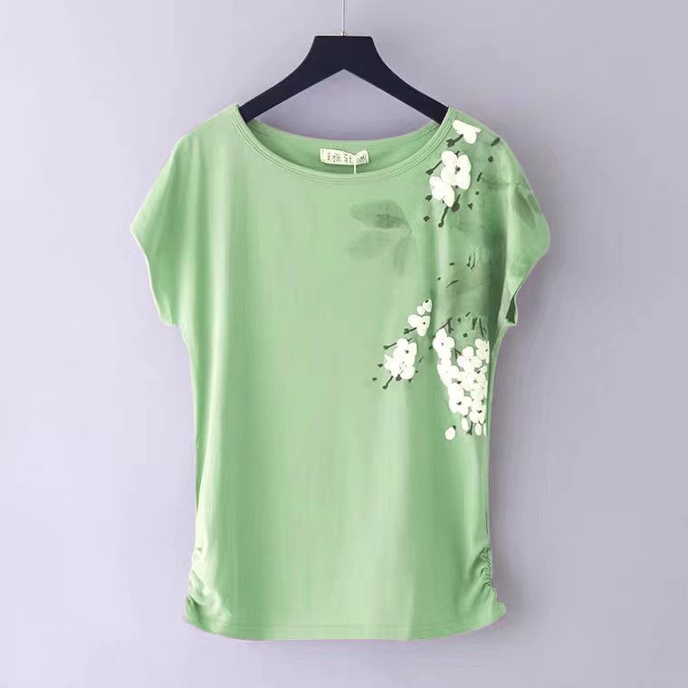 Áo Thun cotton Ngắn Tay Dáng Rộng Thời Trang Mùa Hè Cho Phụ Nữ Trung Niên