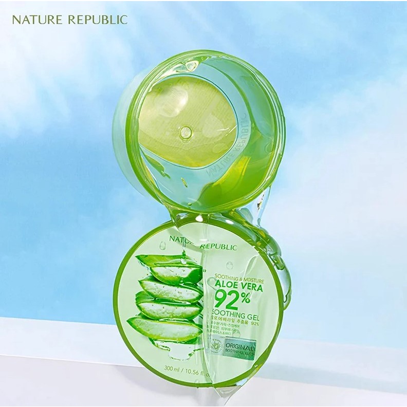 Gel Dưỡng Ẩm Chiết Xuất Lô Hội Cấp Ẩm &amp; Làm Dịu Da Nature Republic Soothing &amp; Moisture Aloe Vera 92% Soothing Gel 300ml