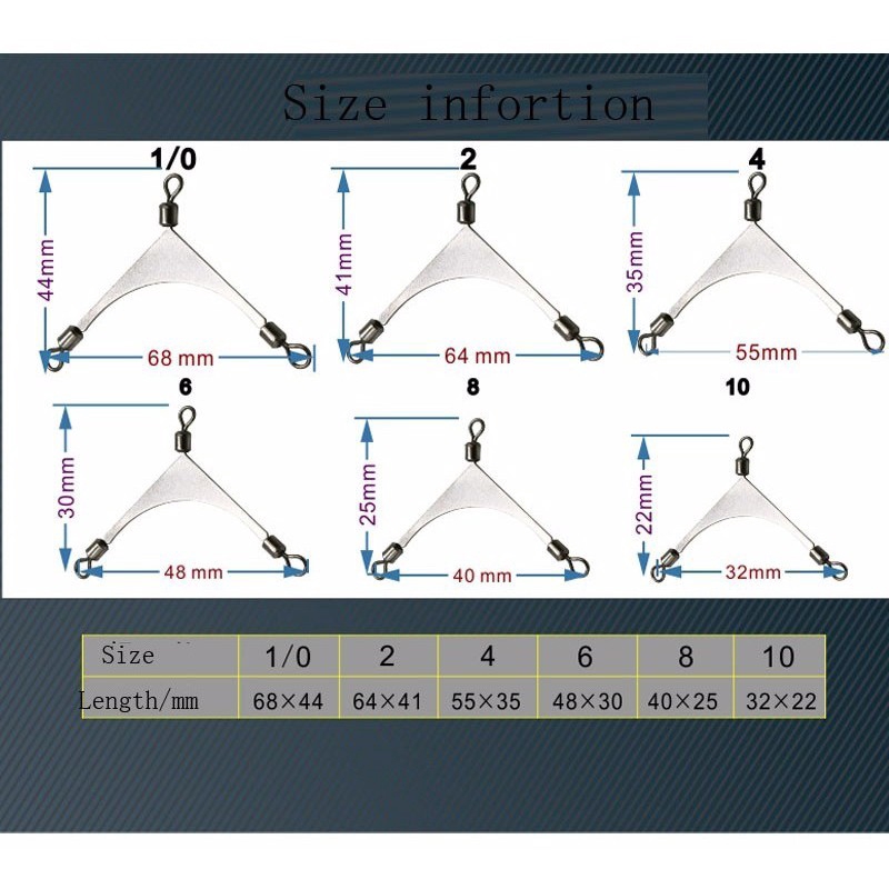 Set 10 Phụ Kiện Câu Cá 3 Đầu Bằng Thép Không Gỉ