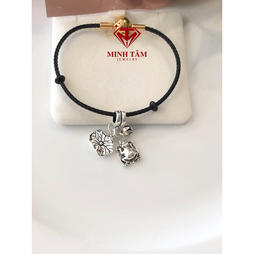 Charm bạc treo cóc thiềm từ lá sen nụ hoa bạc 925-Minh Tâm Jewelry