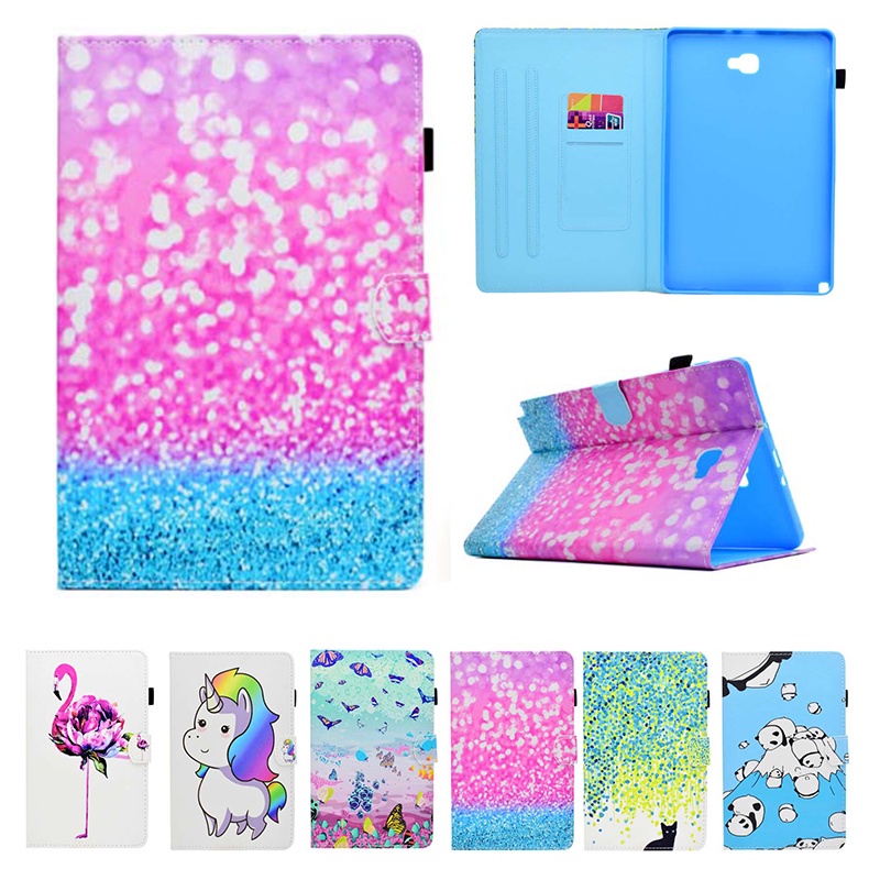 Ốp Bao Da PU + TPU Dẻo Kiểu Ví In Họa Tiết Bươm Bướm & Hoa Cho Samsung Galaxy Tab A 10.1 2016 S Pen version SM-P580 SM-P585Y Ốp