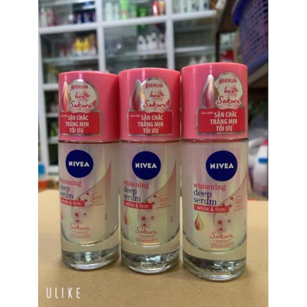 Lăn ngăn mùi NIVEA serum giúp dưỡng trắng chuyên sâu hương hoa Sakura ( hồng đậm )