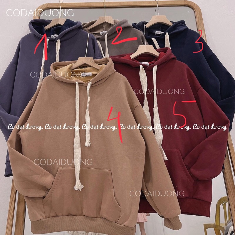 áo nỉ hoodie trơn dây to