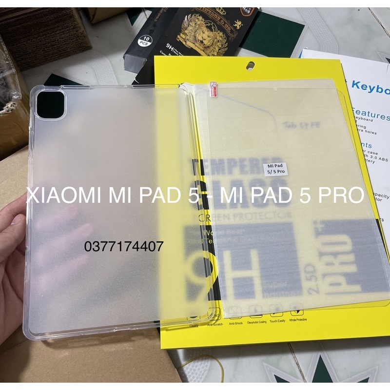 Bộ dán kính + Ốp lưng dẻo cho Xiami Mi Pad 5, Mi Pad 5 Pro, Mi Pad 6, Mi Pad 6 Pro 11inch bảo vệ máy toàn diện