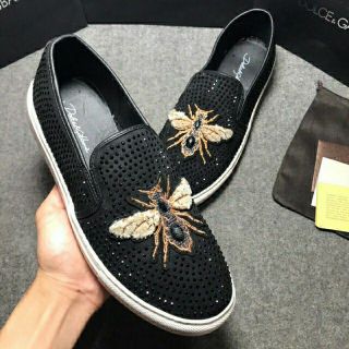 Giày lười da đính đá hình ong
