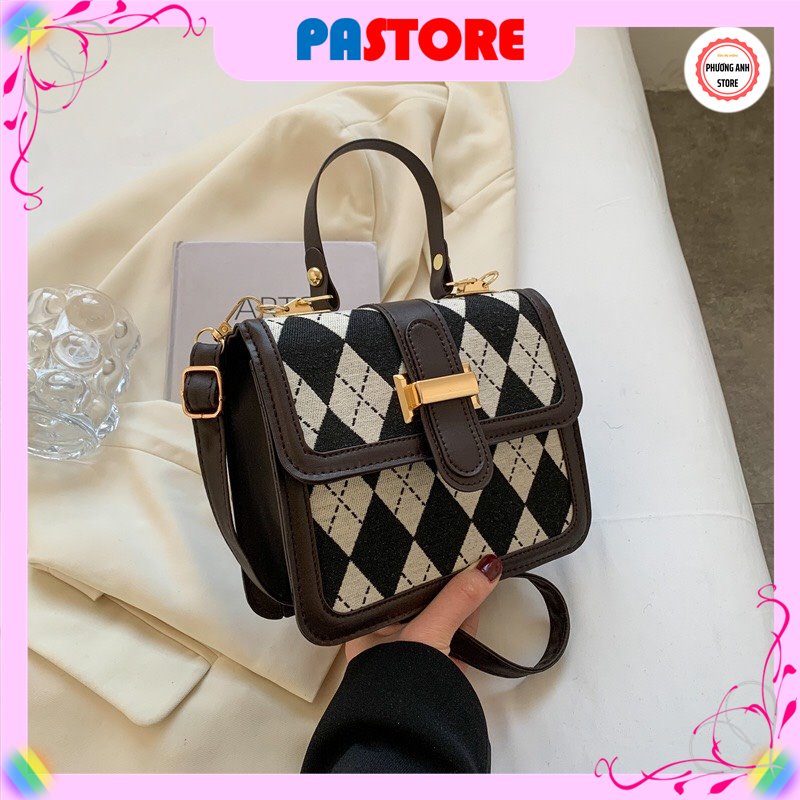 Túi xách nữ đeo chéo, họa tiết caro, chất liệu cao cấp, hot trend 2022 PHUONGANHSTORE.