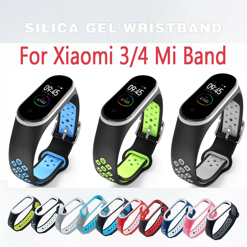 Dây Đeo Thay Thế Chất Liệu Silicon Màu Trơn Cho Xiaomi Mi Band 3 4