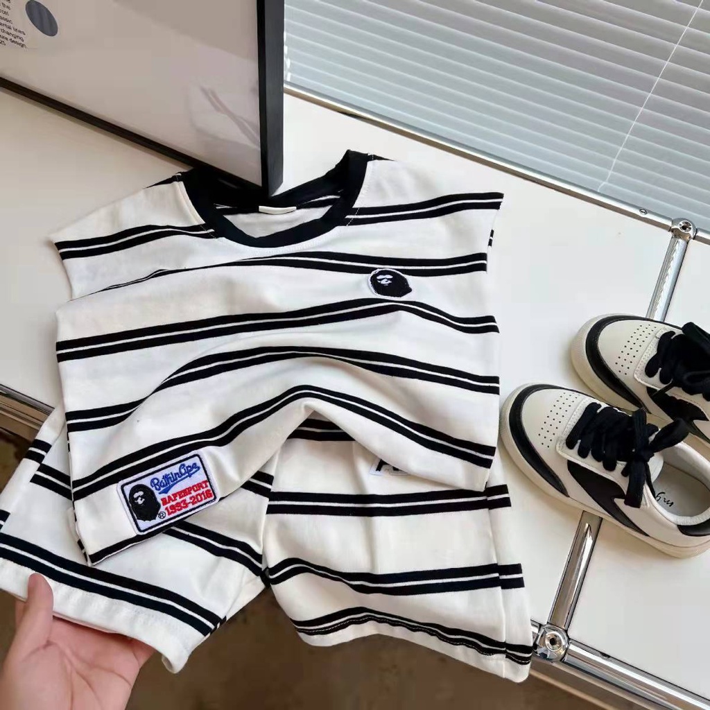 Hàng Mới Về Set Áo Thun Ba Lỗ Và Quần Short Kẻ Sọc Mềm Mại Thời Trang Mùa Hè Cho Bé Trai