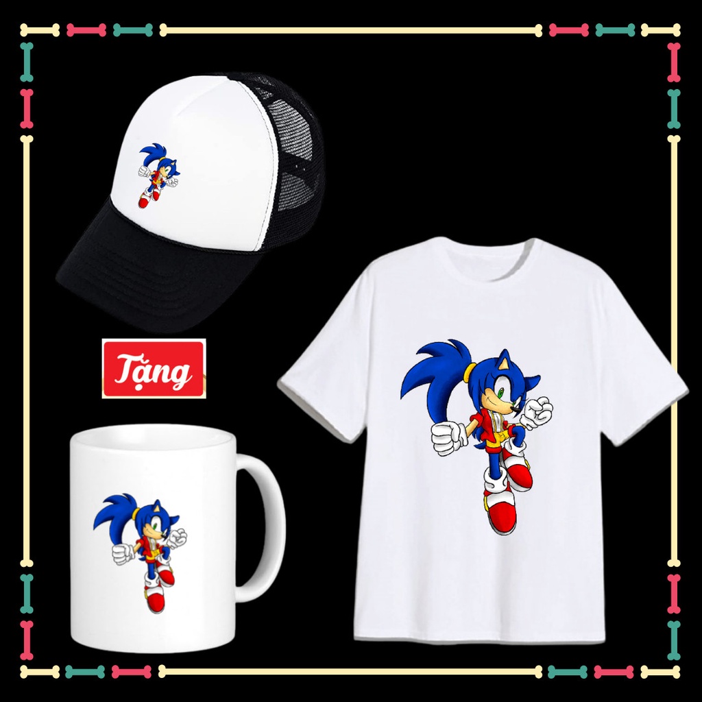 Tặng Ly Sứ Sonic Combo mũ Áo Sonic dễ thương cho trẻ em