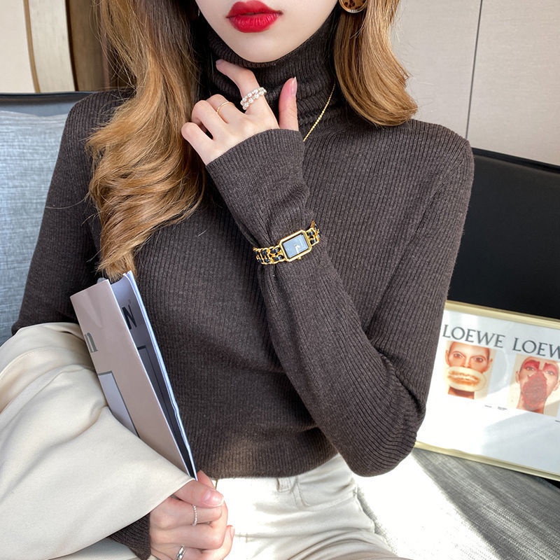 Áo dệt kim cổ lọ dày dặn thời trang nữ thu đông 2021