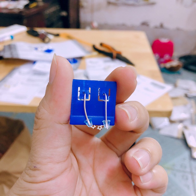 Bông tai nữ bạc thật đính đá nhỏ xinh xắn mẫu ngôi sao đẹp/ Trang sức bạc JQN