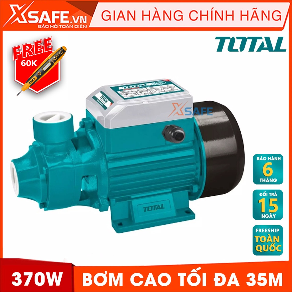 Máy bơm nước 370W TOTAL TWP13701 bơm tối đa 35m Máy bơm nước Total lưu lượng nước tối đa 35 lít/phút, mô tơ dây đồng