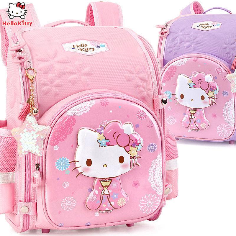 Ba Lô Đi Học Họa Tiết Hello Kitty Dễ Thương Cho Bé Gái Lớp 1-3