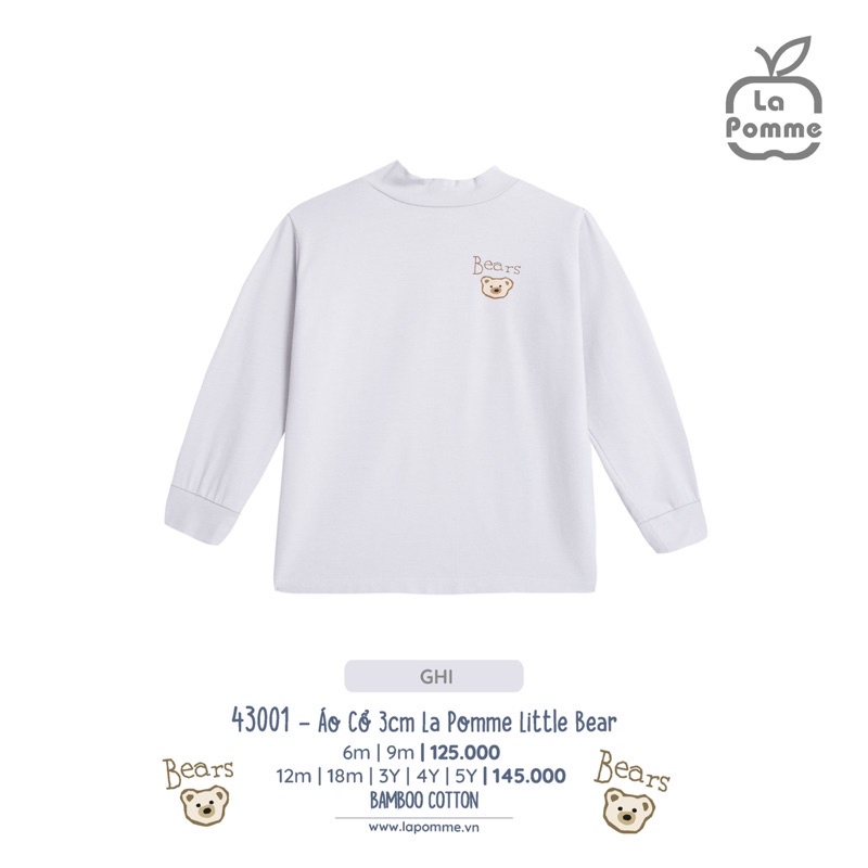 La Pomme Áo giữ nhiệt 3cm little bear 6m-5y AW2022