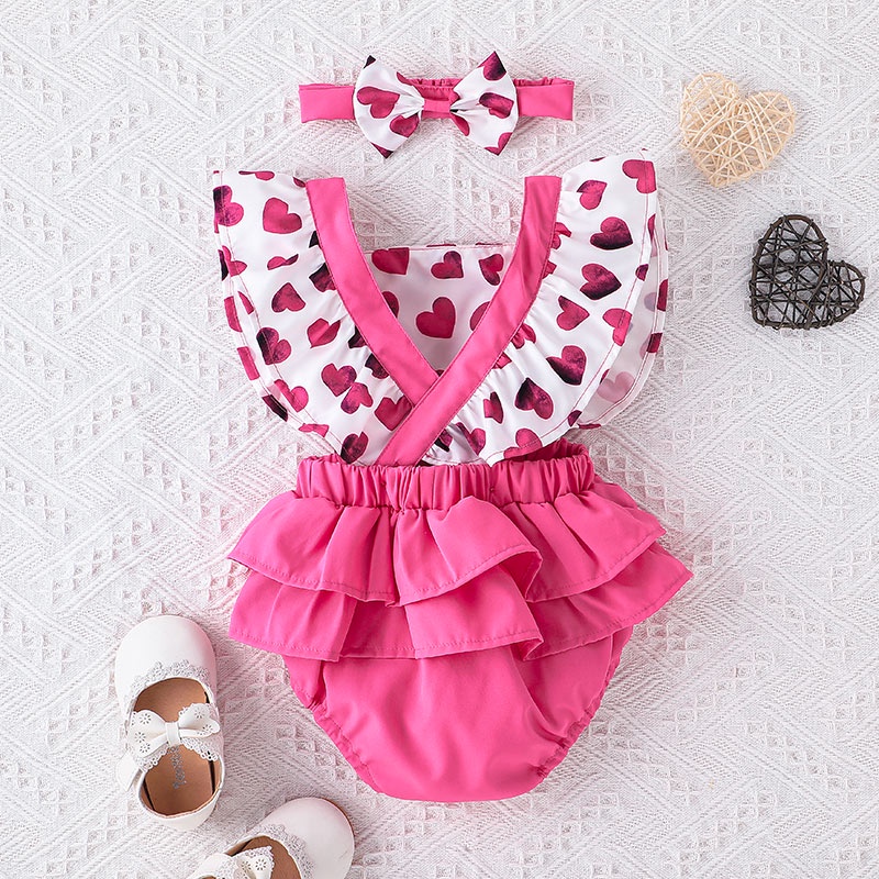 Body bé gái đồ sơ sinh từ 0 đến 24 tháng bodysuit liền thân Hồng Dễ Thương mùa hè Sát Nách quần áo cho bé trẻ em