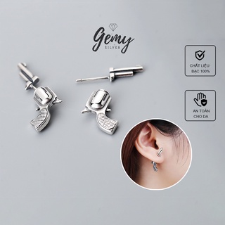 Bông tai, Khuyên tai nam bạc cao cấp Hunter thiết kế độc đáo, nam tính, phong cách cực ngầu (1 chiếc) | GEMY SILVER KN11