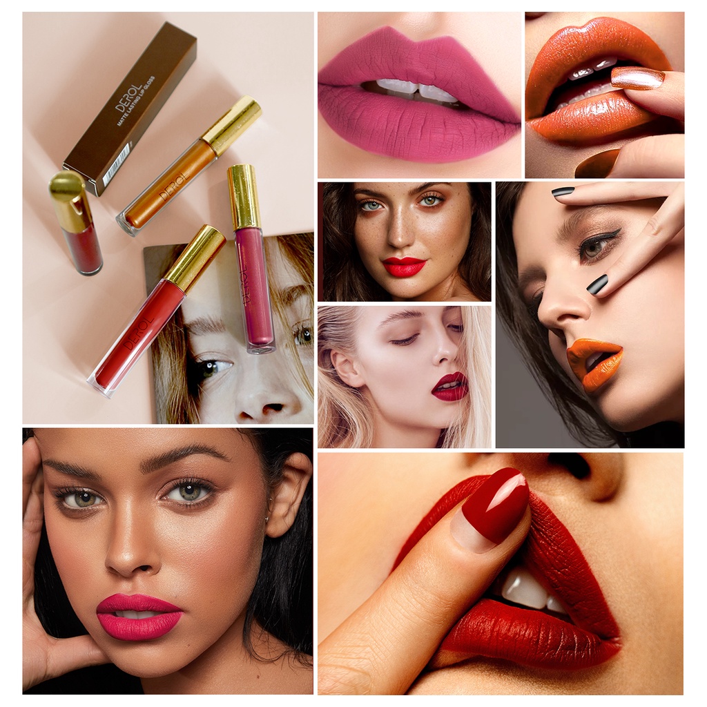 [Hàng mới về] Son kem lì DEROL chống nước lâu phai giúp cho đôi môi đầy đặn