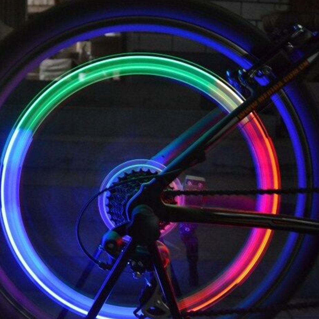 [GLOBAL] 2 Pcs/Set Bicycle Front Rear Wheel Valve Long Light Bike LED Cycling Tire Valve Cap Warning Lamp Bulb
