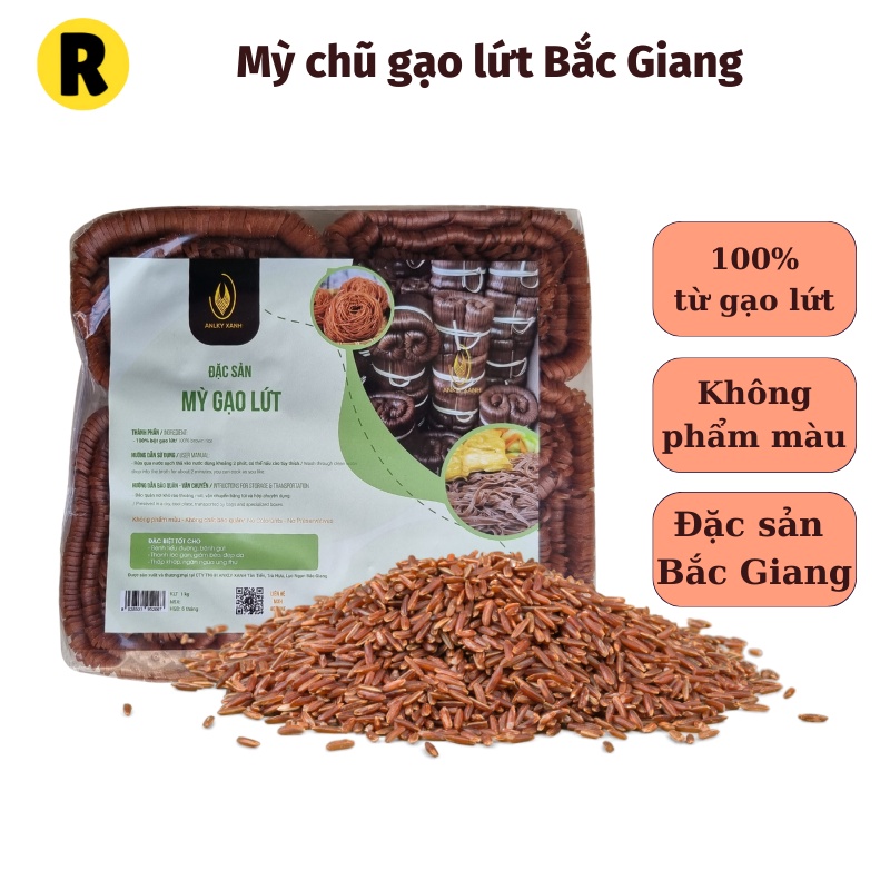 Mỳ gạo lứt, bún, phở huyết rồng thực dưỡng eatclean đặc sản mỳ CHŨ Bắc Giang 100% gạo lứt túi 1Kg.