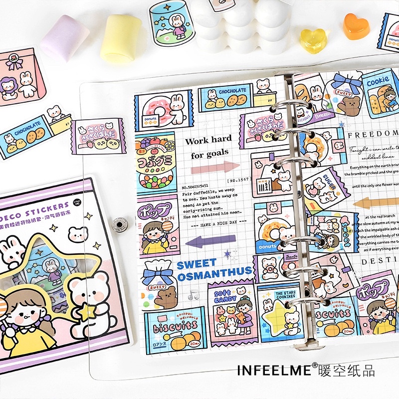 Sticker cute/Túi set 40 hình dán dễ thương trang trí sổ planner bullet journal Hàn Quốc Tẻn Tẻn