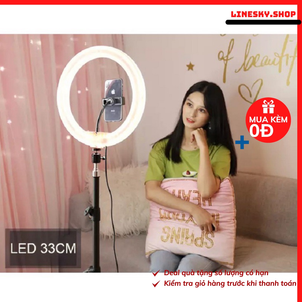 ĐènLed Livestream size 26 30 36 45 cm và chân 2m1 Hỗ Trợ Chụp Ảnh Make up Trang Điểm nhiều Chế Độ Sáng